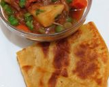 A picture of step 6 of Beef Stew mixed with Waru and Peas.