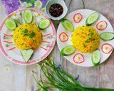 Hình bước làm 6 của món Cơm chiên lạp xưởng,chả lụa và trứng