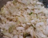 A picture of step 1 of Salted Fried Cabbage and Steamdogs.