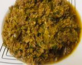 A picture of step 11 of Qeema with shimla mirch.