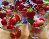 A picture of step 3 of Fruit salad with watermelon, melon, and strawberries.