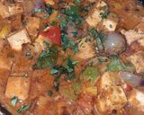 A picture of step 6 of Tofu kadhai masala.