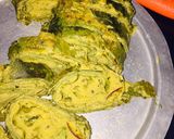 A picture of step 7 of Rikwach / arbi patta pakora.