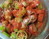 A picture of step 2 of Red and green chilli pickle.
