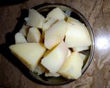 A picture of step 1 of Dhahi Phulki chaat.