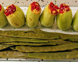 Foto del paso 13 de la receta: Calabacines rellenos de pimientos fritos y queso con judías verdes al vapor