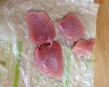 A picture of step 1 of Zuke-Maguro(tuna) donburi (bowl).