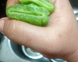 A picture of step 3 of Bharva Bharela karela.