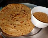 A picture of step 4 of Lachcha paratha with wheat flour and til lahsun chutney.