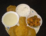 A picture of step 4 of Milk custard with Puri sabji raita.