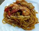 Gambar langkah 12 resipi Spaghetti Goreng Pedas.