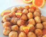 A picture of step 6 of Chicken Meatballs in Chinese Orange Sauce.