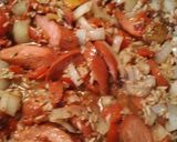 A picture of step 9 of Rice, Roasted Tomatoes, and Sausage, with Preserved Lemon Brine.