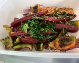 Une image de l'étape 13 de Aubergines chinoises, poivron vert et piments rouges marinés grillés à la plancha.