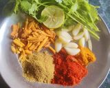 A picture of step 1 of Bharva Bhindi.