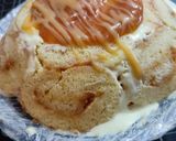 A picture of step 11 of Peach Swiss roll Ice cream Cake.