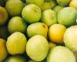 A picture of step 2 of Umeboshi- Japanese pickled plums / salt-preserved plums.