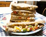 รูปขั้นตอนการทำที่ 6 ของ 🥙แซนวิชคอนโดสลัดผัก3สีอกไก่และไข่ต้ม (Condo Sandwich)