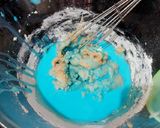 A picture of step 2 of Galaxy Cake.