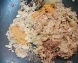 A picture of step 4 of Veg Sushi with leftover rice.