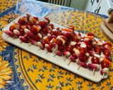 A picture of step 6 of Cherry Tomato, Radish, and Imitation Crab Skewers with Green Sauce.