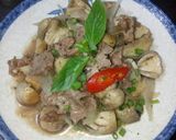 Hình bước làm 4 của món Thịt Bò Xào Nấm Rơm