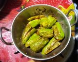 A picture of step 3 of Bharva Sev Mirchi.