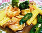 Foto langkah ke 3 dari resep Udang brokoli jagung muda saus tiram.