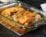 Foto del paso 4 de la receta: Receta de pollo al horno con manzanas y batatas