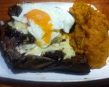 Foto del paso 4 de la receta: Costeleta en barbacoa, gratinada a caballo y puré de 3 zapallos