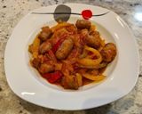 Foto del paso 4 de la receta Salteado de salchichas con pimientos tricolor