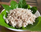 Hình bước làm 9 của món Nem thính Nam Định, toàn bộ thịt đều chín ^^