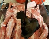 A picture of step 3 of My Lovely Spicy Rib sauce mixed with Smoked BBQ Sauce.
