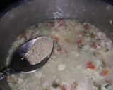 A picture of step 3 of Tomato egg soup  with  buttery patatos  swirls.