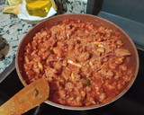 Foto del paso 4 de la receta: Lasaña de carne picada de pavo y pollo, bacon, huevo y pimientos