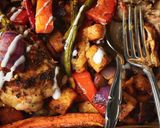 A picture of step 3 of Moroccan Spiced Chicken Tray Bake.