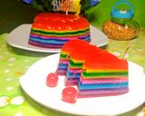 Foto langkah ke 9 dari resep Puding rainbow selasih ala khalimah kitchen's.
