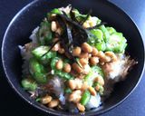 A picture of step 3 of Okra & Nattō.