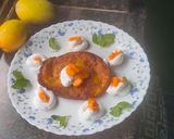 A picture of step 7 of Mango malpua with fresh cream.