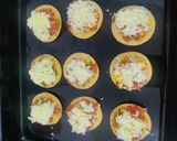 A picture of step 8 of Papdi pizza bites.