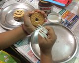 A picture of step 1 of Biscuit Doughnut no bake (made by my kid).