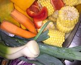 A picture of step 1 of Boiled Vegetables... Corn, Leek, and Bacon Pie.