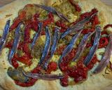 A picture of step 4 of Coca de Escalivada with Anchovies.