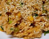 Фото кроку 5 до Смажений рис з овочами і куркою.