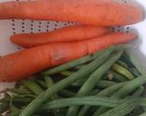 A picture of step 1 of Carrot and beans subzi.