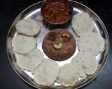 A picture of step 8 of Chettinad Vellai Paniyaram with Spicy Chilli Garlic chutney and Red Rice Puttu.