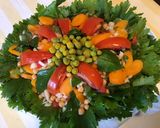 Une image de l'étape 17 de Salade de brede mafane au céleri,carottes,pois chiches, tomates et oignon.