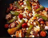 A picture of step 6 of Migas Manchegas.