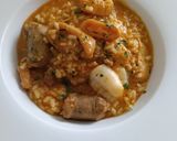 Foto del paso 16 de la receta: Arroz Mar y Montaña de Rape y Butifarra con Sofrito de Calamar y Gambas