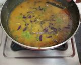 A picture of step 8 of Burmese samosa curry with saffron rice.